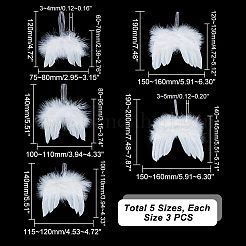 15Pcs 5 Style Feather Wings Pendant Decorations&nbsp;FIND-GA0003-03B