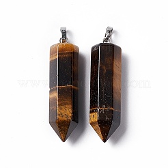 Natural Tiger Eye Double Terminated Pointed Pendants&nbsp;G-G926-01P-03