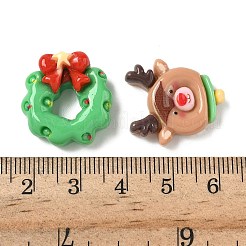 Wreath & Santa Claus & Hat Christmas Theme Opaque Resin Cabochons&nbsp;RESI-B037-04