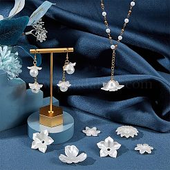 120Pcs 6 Style Flower ABS Plastic Imitation Pearl Bead Caps&nbsp;OACR-NB0001-41