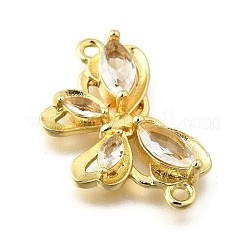 Brass Pave Clear Cubic Zirconia Connector Charms&nbsp;KK-Q066-11G