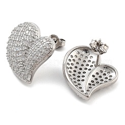 Brass Micro Pave Clear Cubic Zirconia Stud Earrings&nbsp;EJEW-U005-12B-P