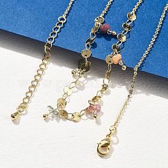 Brass Rolo & Flat Sequin Chains Necklaces for Women&nbsp;NJEW-D302-55