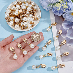40Pcs Zinc Alloy & Plastic Imitation Pearl Zipper Sliders&nbsp;FIND-ME0004-14G