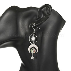 Celestial Brass & 304 Stainless Steel Dangle Drop Earrings for Women&nbsp;EJEW-JE07345-02