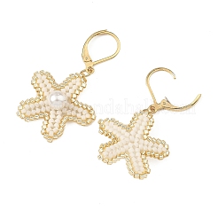 Brass Seed Glass Beads Leverback Earrings&nbsp;EJEW-MZ00759