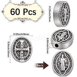 60Pcs Tibetan Style Alloy Oval Beads&nbsp;TIBEB-SC0001-59