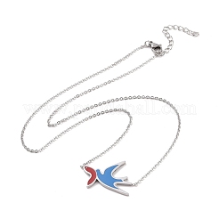 Colorful Enamel Swallow and Fish Pendant Necklace&nbsp;NJEW-G019-01P