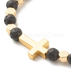 Cross Cubic Zirconia Beads Stretch Bracelet&nbsp;BJEW-JB07198