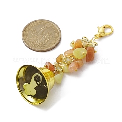 Natural Red Aventurine & Lemon Jade Chips & Alloy Bowknot Kcychain&nbsp;HJEW-JM01313-03