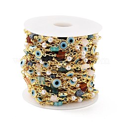Rack Plating Brass Flat Round Link Chains&nbsp;CHC-C025-02G