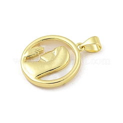 Rack Plating Brass Pave Natural Shell Pendants&nbsp;KK-G513-29G