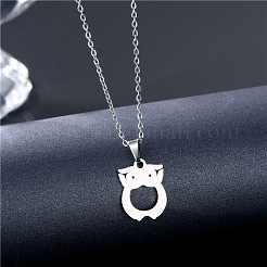Owl Stainless Steel Pendant Necklaces&nbsp;PW-WG1C162-01