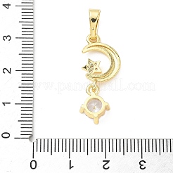 Brass Micro Pave Cubic Zirconia Pendants&nbsp;KK-D357-34G