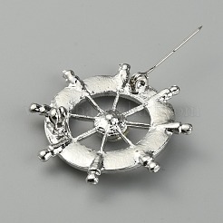 Helm Alloy Crystal Rhinestone Safety Pin Brooch&nbsp;JEWB-WH0010-16P