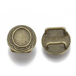Tibetan Style Alloy Slide Charms Cabochon Settings&nbsp;TIBE-Q086-082AB-FF