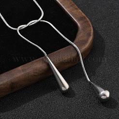 304 Stainless Steel Snake Chain Lariat Necklaces with Teardrop Ends&nbsp;NJEW-D300-02G