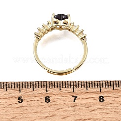Brass Pave Cubic Zirconia Cuff Open Rings&nbsp;CU-CBA5C10-19G