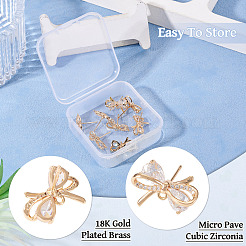 4 Pairs 2 Styles Brass Micro Pave Clear Cubic Zirconia Stud Earring Findings&nbsp;KK-TA0002-63