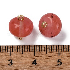 Cherry Quartz Glass Saucer Charms with Rack Plating Golden Tone Brass Bails&nbsp;KK-B103-17B-10-1