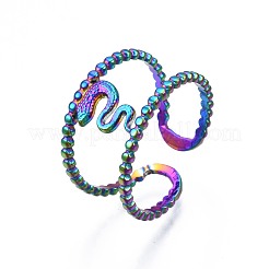 304 Stainless Steel Snake Cuff Ring&nbsp;RJEW-N038-088