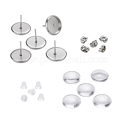 DIY 50Pairs Flat Round Earring Making Kits&nbsp;DIY-YW0001-90P