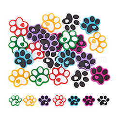 21Pcs 7 Colors Dog Paw Print Food Grade Eco-Friendly Silicone Focal Beads&nbsp;SIL-DC0001-31