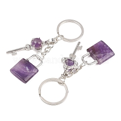 Natural Amethyst Pendant Keychains&nbsp;KEYC-A016-01P-11