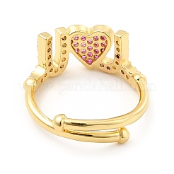 Rack Plating Brass Micro Pave Camellia Cubic Zirconia Rings&nbsp;RJEW-E064-12G