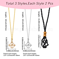6Pcs 3 Styles Waxed Cord & 304 Stainless Steel Macrame Pouch Empty Stone Holder Pendant Slider Necklace Making&nbsp;NJEW-SC0001-88