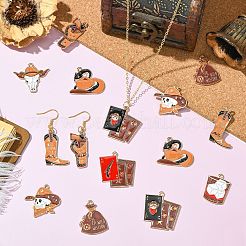 36Pcs 9 Styles Western Cowboy Hat Boots Money Bag Skull Alloy Enamel Pendants&nbsp;FIND-CJ0004-79