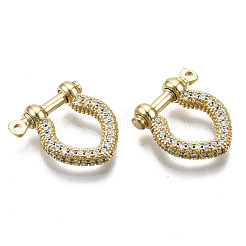Brass Micro Pave Clear Cubic Zirconia D-Ring Anchor Shackle Clasps&nbsp;ZIRC-S066-050-NF