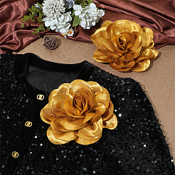 Flower Polyester Brooches&nbsp;JEWB-WH0039-56B
