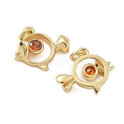 Brass Pave Cubic Zirconia Pendants&nbsp;KK-P325-40G
