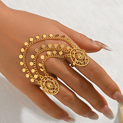 Luxury Geometric Hollow Flower Double Rings Open Cuff Rings&nbsp;ET5952