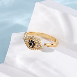 Brass Micro Pave Cubic Zirconia Rotating Cuff Rings&nbsp;RJEW-S636-02G