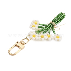 Flower Glass Seed Beads Pendant Decoration&nbsp;HJEW-TA00310