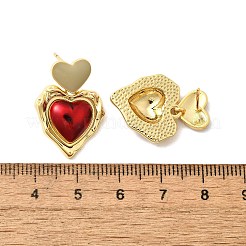 Heart Brass Enamel Stud Earrings&nbsp;EJEW-Z086-17G-02