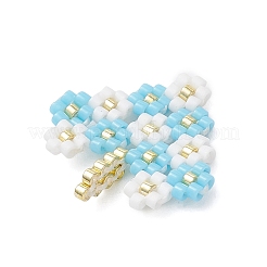 MIYUKI Glass Seed Beaded Heart with Flower Pendants&nbsp;PALLOY-MZ01113-03
