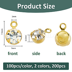 200Pcs 2 Colors Brass Setting with Middle East Rhinestone Pendants&nbsp;RB-FH0001-10