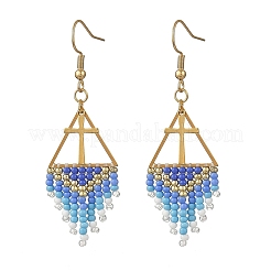 Glass Beads Braided Dangle Earrings&nbsp;EJEW-MZ00786