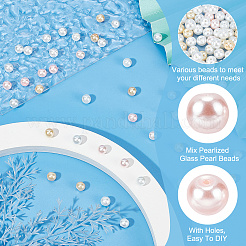 100Pcs Ocean Mix Pearlized Glass Pearl Beads&nbsp;HY-HY0001-04C