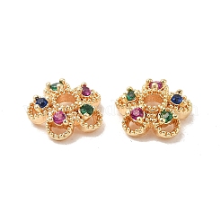 Brass with Clear Cubic Zirconia Bead Caps&nbsp;KK-Q183-84G