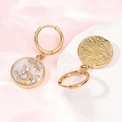 304 Stainless Steel Rhinestone Dangle Hoop Earrings for Women&nbsp;EJEW-F417-01G-01