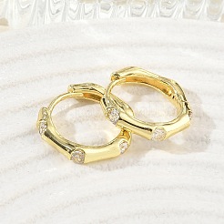 Brass Micro Pave Cubic Zirconia Hoop Earrings&nbsp;KK-CBA98BA-14G