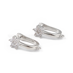 Brass Flower Hoop Earring Findings&nbsp;ZIRC-L097-054P