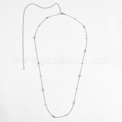 Simple Long Chain Necklace with Beads Stainless Steel Sweater Necklace Adjustable Chain Necklace Trendy Statement Necklace Neck Jewelry for Women&nbsp;JN1103A