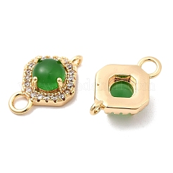 Brass Micro Pave Clear Cubic Zirconia Connector Charms&nbsp;KK-A277-21G