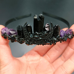 Dyed Natural Quartz & Amethyst Hair Bands&nbsp;PW-WGCBBD1-01