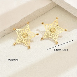 Stainless Steel Hollow Star Stud Earrings&nbsp;BW4018
